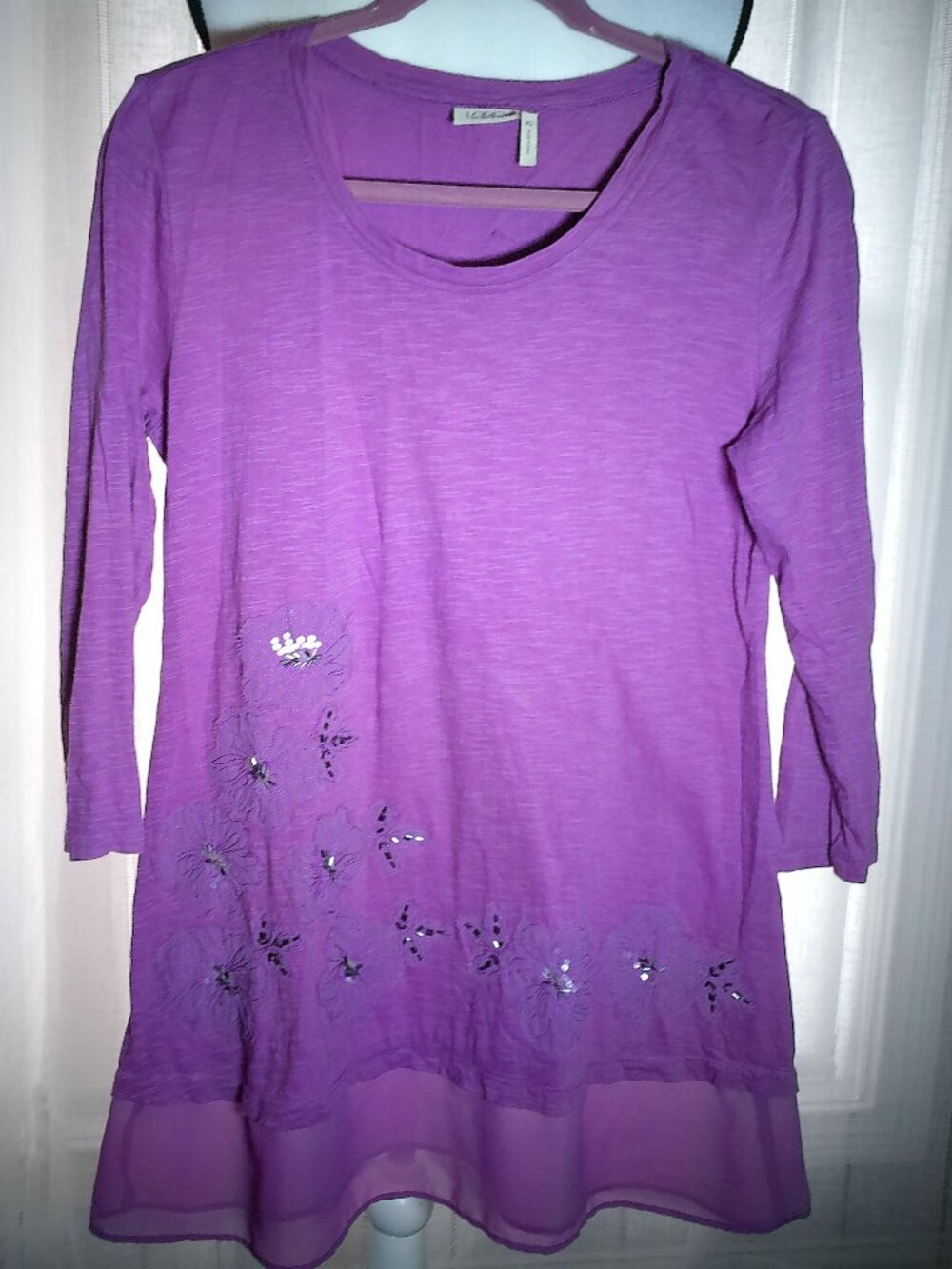 LOGO by Lori Goldstein Tunic w/Bead/Sequin Details Pink Mauve XL